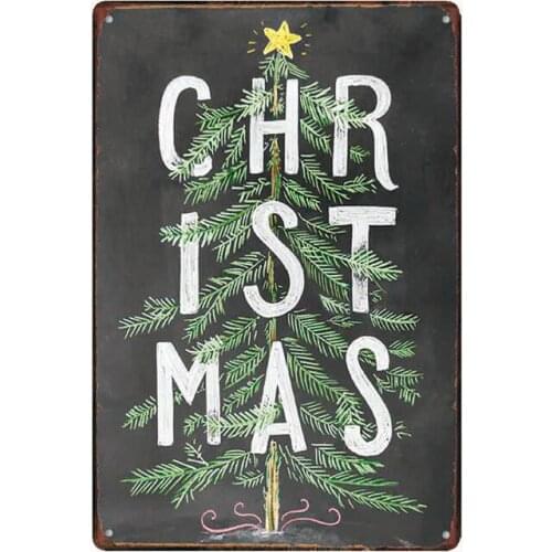 Christmas Tree Metal Tin Sign Wall Art Decor Poster Iron Painting Plate Vintage House Retro Festival Tin Signs