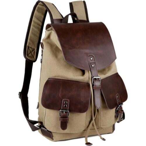 Large canvas travel backpack men drawstring backpacks for man luxury vintage outdoor mens back pack bag