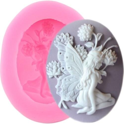 DIY Angel Fairy Cameo Silicone Mold Cake Decorating Tools Oval Frame Cupcake Topper Fondant Candy Chocolate Soap Resin Moulds