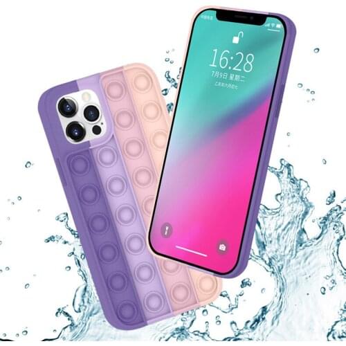 50pcs Relieve Stress Pop Fidget Toys Shockproof Soft Cover Silicone Case For iPhone 13 Pro Max 12 Mini 11 XS XR X 8 7 Plus SE