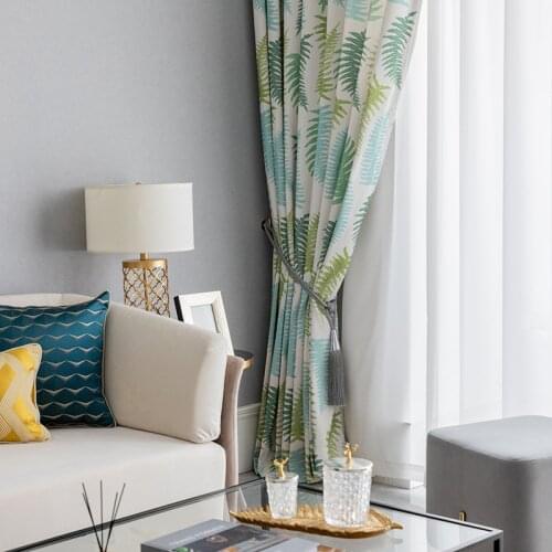 Modern Minimalist Polyester Cotton Printed Curtains for Living Dining Room Bedroom