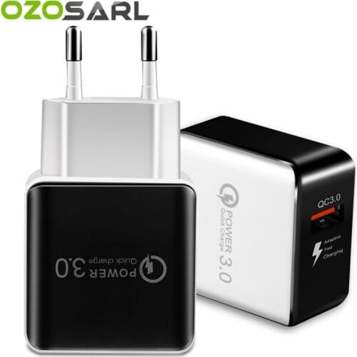 Quick Charge 3.0 USB Charger Fast Charger 18W EU Wall USB Portable Charger Adapter Mobile Phone Cable for Samsung Xiaomi