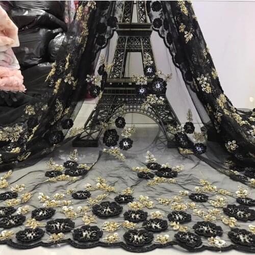 African sequin lace fabric Nigeria lace fabric 2020 high quality French tulle lace fabric for wedding party J4015