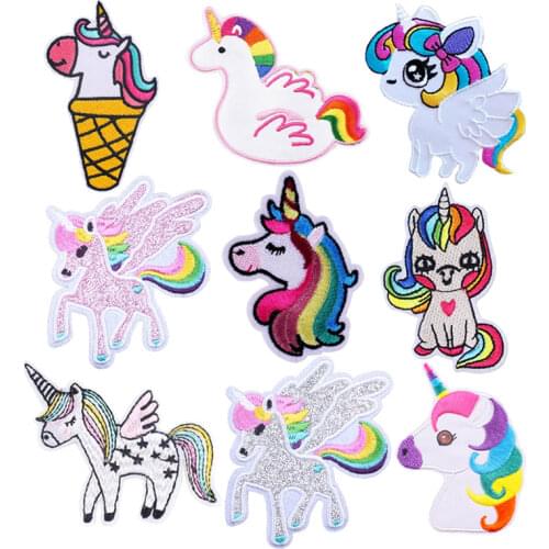 Embroidered Badges Stickers Clothes Unicorn Cartoon Fashion Cute Lovely Apply For Handicrafts Stripes On Jeans Iron On Patches