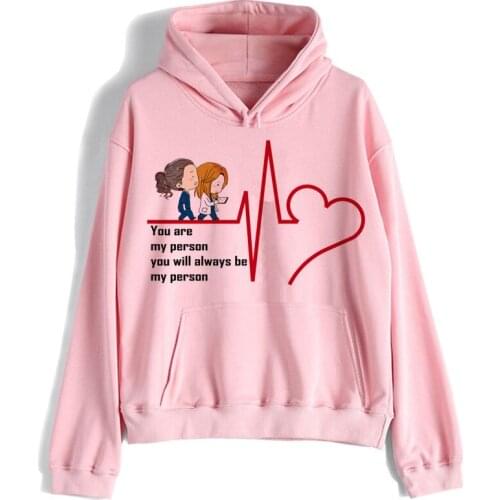 Greys Anatomy Womens Pink Hoodie You're My Person 90s Tumblr Polyester Sweatshirt female hoodie Pullover Long Sleeve cartoon