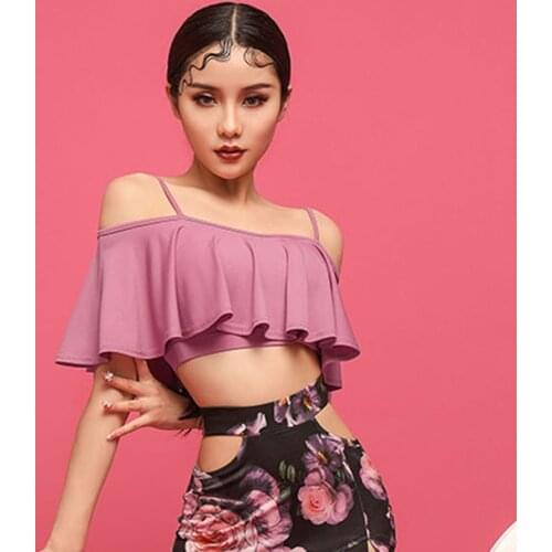 2021 New L1164 Short Lotus Bust Design Latin Dance Tops Women Performance Modern Dancing Tops Latino Dancewear