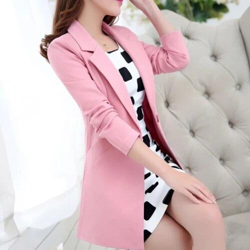 2021 New Women Blazers Jackets Long-sleeve Single Button Suit Spring Autumn Slim Large Size Ladies Office Blazer Outerwear Coats