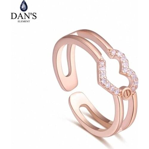 DANS Element Brand Real AAA Zirconia Micro Inlays Rose Gold Color Ring Party For Women Valentine Gift 129844