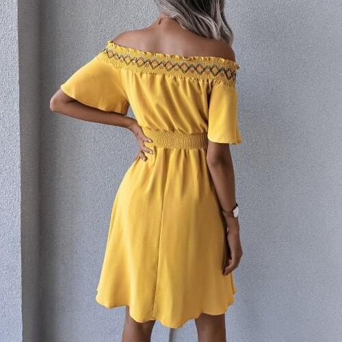 Summer Dress Women Robe Femme A-Line Dresses Bandage Slash Neck Short Sleeve Slim Dress For Woman Clothing 2021 Vestido De Mujer