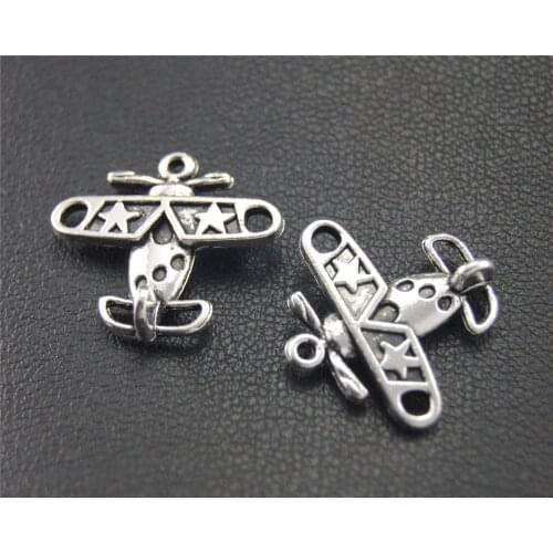10pcs Silver Color Mini Aircraft Charm Handmade Charms Pendants Jewelry Findings 15x17mm A1748