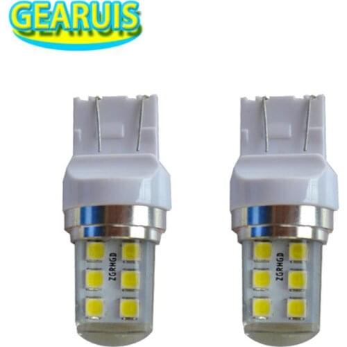 100pcs T25 3157 T20 7443 Strobe flash Blink 12 SMD 2835 LED Silicone reverse lights brake light Parking Lamp 12V White red blue