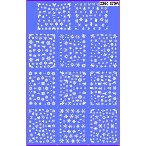 11 PACKS / LOT NAIL TATTOOS STICKER WATER DECAL NAIL ART WHITE SNOW FLAKE CHRISTMAS XMAS D SERIAL D260-270