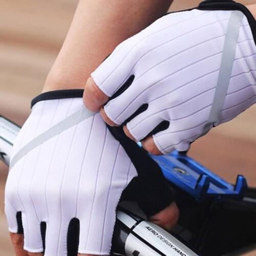 2Pcs Bicycle Riding Reflective Half-Finger Gloves Mitts TMB Bike Shockproof Breathable Cycle LED Gloves Mitten Equipment