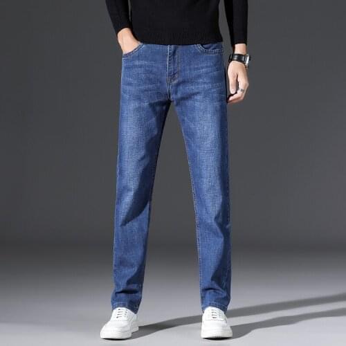 2021 Brand New Mens Retro Blue Black Jeans Classic Style Fashion Casual Slim-fit Stretch Denim Pants Male Brand Trousers