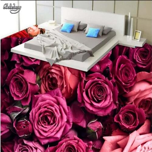 Beibehang Romantic beautiful flowers Floral 3D flooring three-dimensional custom large-scale murals pvc wear waterproof floor