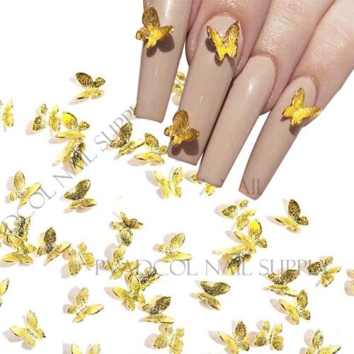 3D Gold Butterfly Nail Charms Matte Butterfly Nails Supplies Acrylic Nail Art Decoration Tools