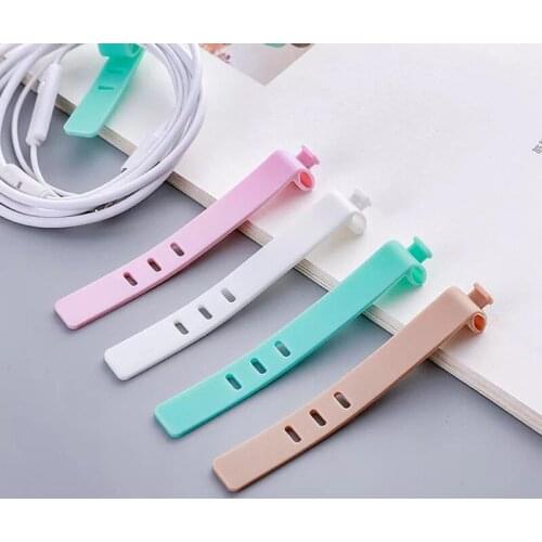 4Pcs Silicone Cable Organizer USB Data Winder Wire Organizer Protector Fixing Frame Office Fixing Desk Set Accessories Supplies