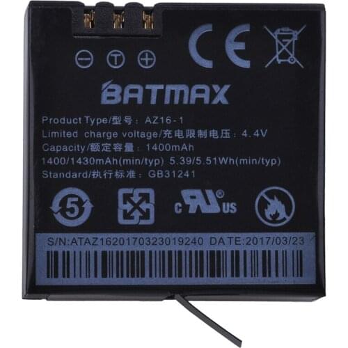 1pc Battery AZ16-1 for Original Xiaomi YI lite 2 4K 4k camera battery for Xiao yi 4k Action Camera Battery