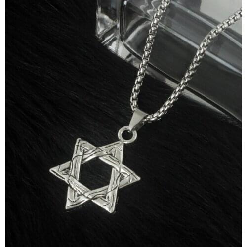 T17 Factory Direct Star Celebrity Inspired Die-Casting Pattern Six-Pointed Star Pendant Cool Rock Men Titanium Steel Necklace