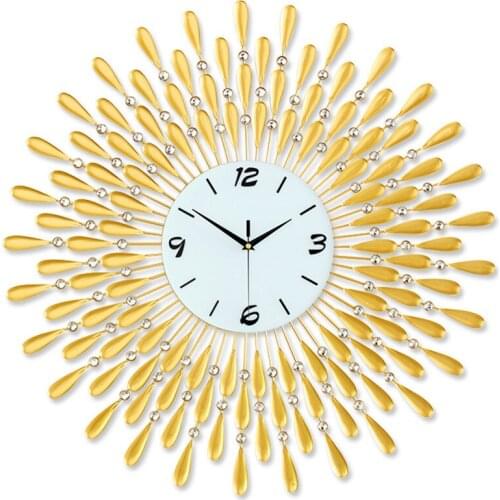 Creative light luxury style European style diamond home clock iron fashion living room decoration wall clock 60x60 cm