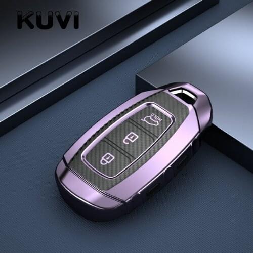 Carbon Grain TPU Car Key Case For Hyundai i30 Ix35 KONA Encino Solaris Azera Grandeur Ig Accent Santa Fe Palisade 2017 2018 2019