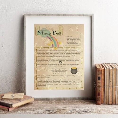 MONEY BALL of Riches Vintage Art Prints Wicca Candle Magick Poster Gain Wealth Spell Canvas Painting Wall Pictures Home Decor