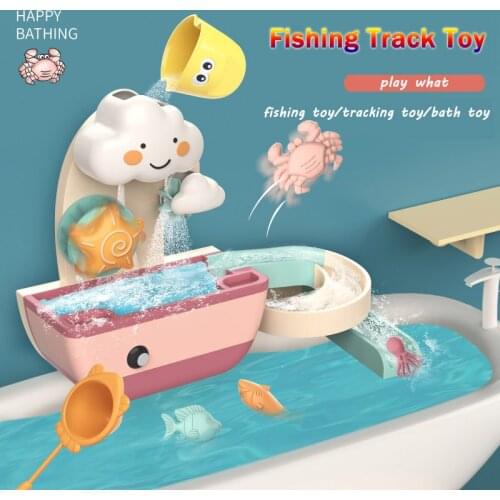 Baby Shower with Baby Shark/Crabs/Track Interactive Bath Toys for Kids Play Water Game Fishing Pool Bathroom Beach Classic Toys