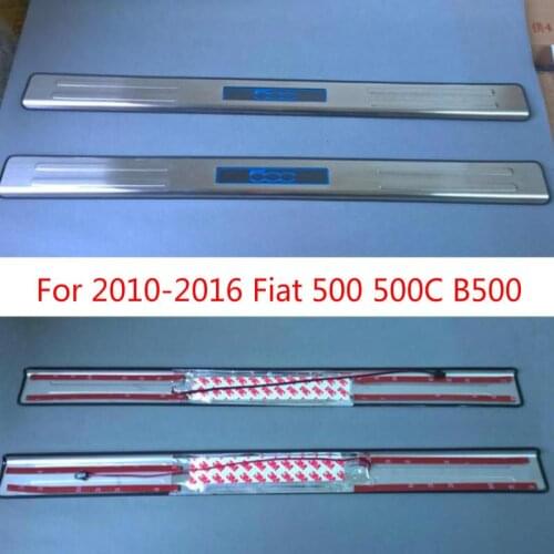 For Fiat 500 500C B500 2010-2016,High-quality stainless steel LED Plate Door Sill Welcome Pedal Car Styling Accessories 4pcs/set