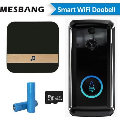 New wifi video doorbell wireless battery video door phone intercom smart door bell camera with TF card chime free shipping