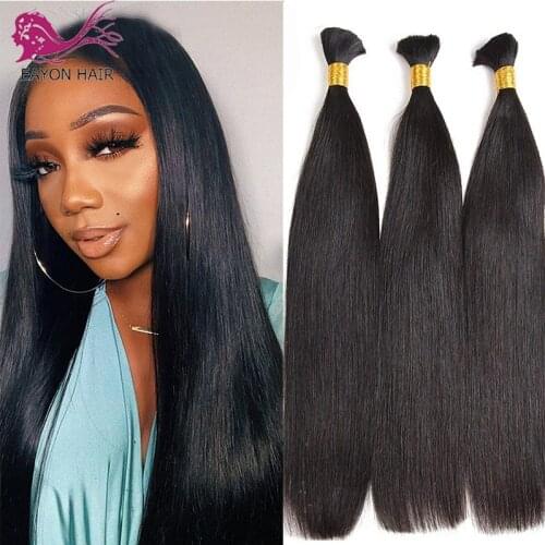EAYON Brazilian Remy Silky Straight Bulk Human Hair For Braiding 1/2/3 Bundles 8 to 28Inch Color Hair Extensions