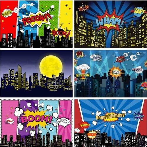 Scopiso Superhero Photography Backdrop Birthday Party Baby Comics Poster Portrait Photocall Decoration Background Studio Props