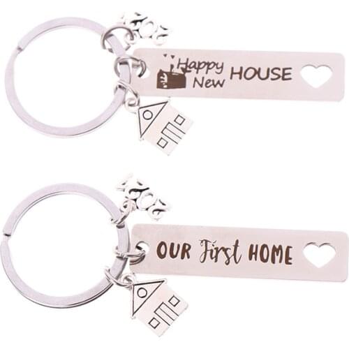 Home Lovers Key Ring Our First Home/Happy New House Keychain Stainless Pendant Letter Key Ring