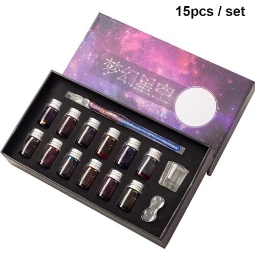Innovative Handmade Crystal Glass Dip Pen Practical Calligraphy Fountain Gift Set Ink
