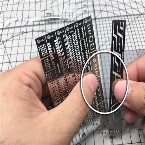 Stainless steel Hole Engraved Tool 13 In 1 Details Decorations Carving Auxiliary Ruler for Gundam Model Craft Accessories