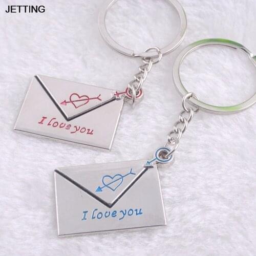 JETTING 2Pcs Loving Envelope Metal Keychain Keyring Keyfob Key Ring Gift Car Styling Accessories Decoration