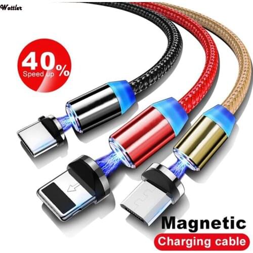 USB Magnetic Charging Cable for Micro Type-C 8 Pin Fast Charging Cable for Iphone Huawei Samsung Android Mobile Phone Cord Wire