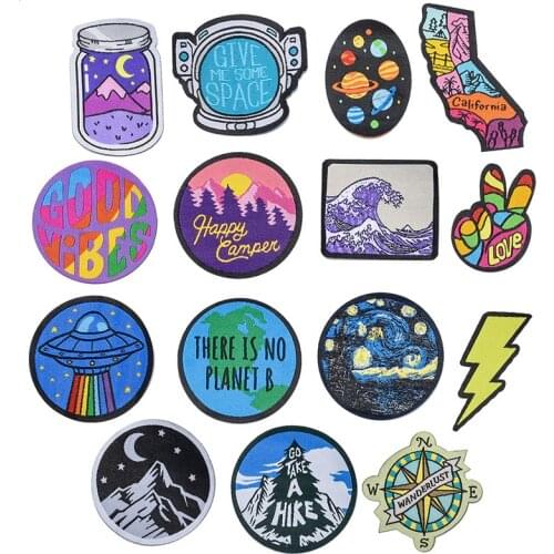 California Landscape Woven Label Patches Iron on Badges Sew-on Nature Appliques Thermo Stickers DIY Clothing Sewing Patterns