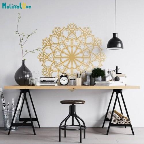Boho Mandala Wall Stickers Exquisite Yoga Decor Lotus Flower Bedroom Indian Self-adhesive Murals Unique Gift YT5451