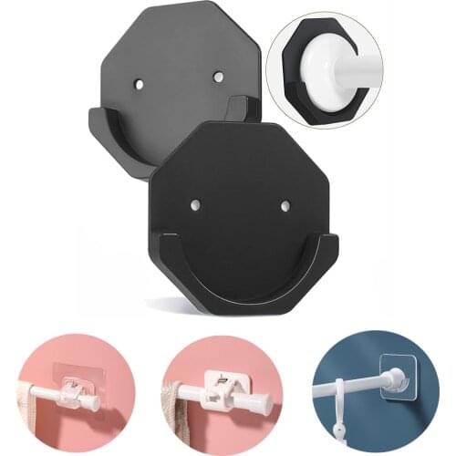 2pcs No Drilling Shower Curtain Rod Holder Adhesive Shower Rod Wall Mount Holder For Wall Bathroom