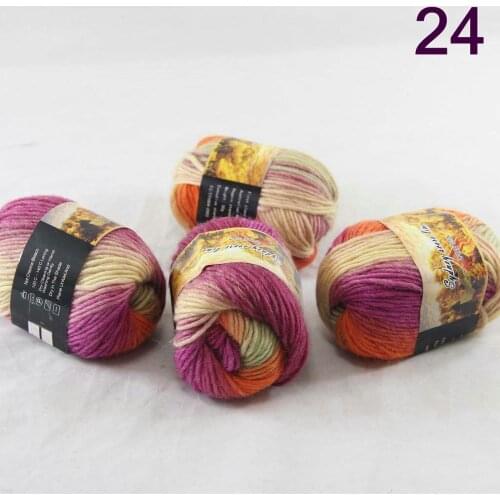 New Sale 4 SkeinsX50g Womens Knit Scarves Shawls Rainbows 100% Wool Chunky Yarn 824 Fushsia Yellow Green