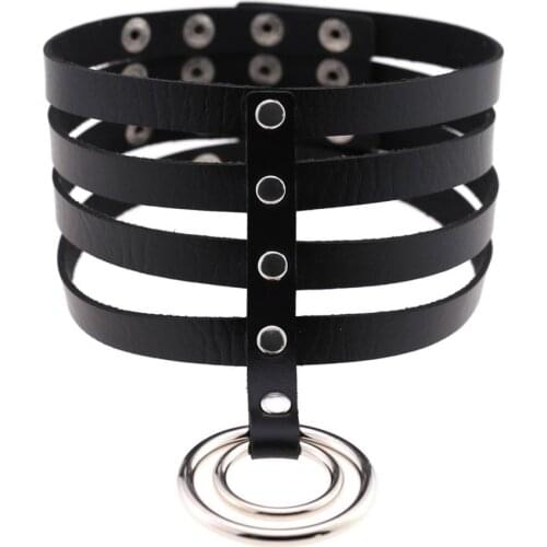 2019 New Harajuku Choker necklace Sexy Pu leather women Collar Bondage Goth Belt Choker Gothic necklace punk jewelry club party