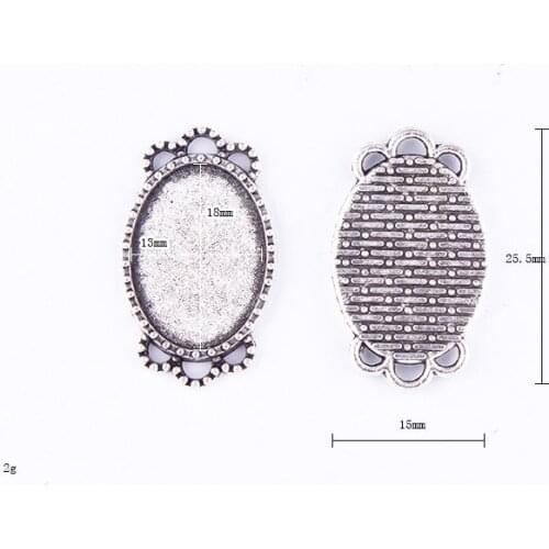 Fit 18x13mm Pendant Double Loops Antique Silver Pendants Setting Cabochon Cameo Base Tray Bezel Blank DIY Jewelry Finding