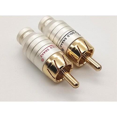 Gold Plated RCA Connector RCA male plug adapter Video/Audio Wire Connector Support 5mm Cable white&red super fast