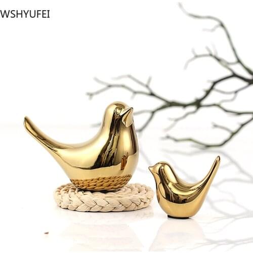 Simple style model room study partition wine cabinet decoration ceramic golden bird soft decoration creative decoration