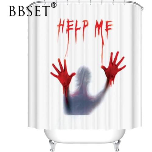 Simple Shower Curtain People Calling for Help In The Bathroom Pattern Waterproof Multi-size Douchegordijn Bathroom Decor