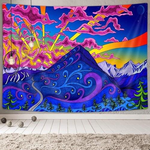 Psychedelic Trippy Colorful Trippy Surreal Abstract Astral Digital Art Home Decor Tablecloth