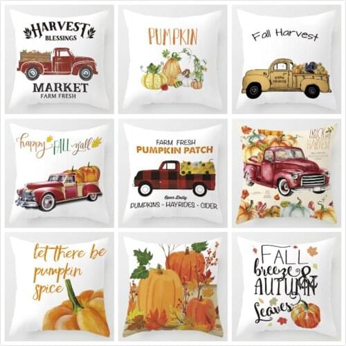 Christmas Decorative Cushion Cover Pumpkin Letters Linen Pillow Case Home Car Sofa Bedroom Decor Thanksgiving Pillowcase 45*45cm