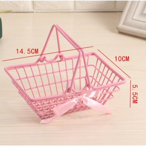 Pink Girl Mini Storage Basket Desktop Finishing Cosmetics Jewelry Storage Girl Pink Mini Storage Basket College Student Dormitor
