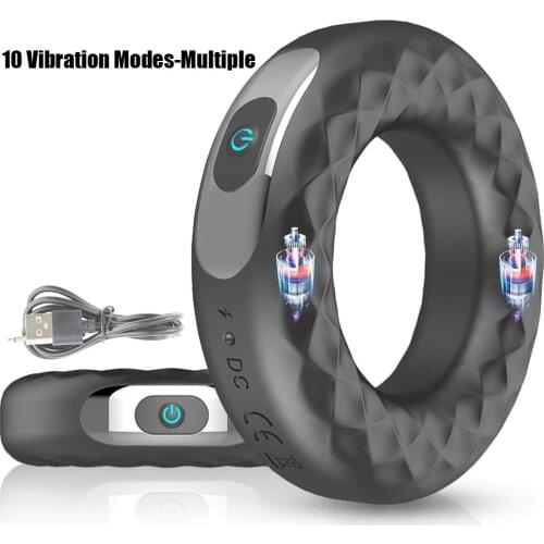 Strong Vibration Penis Ring Dildo Vibrator Delayed Ejaculation Erection Lock Ring Penis Trainer Ball Stretcher Male Sex Toy