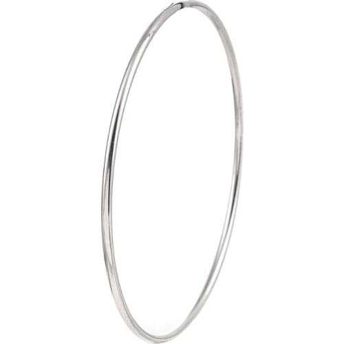 DoreenBeads Stainless Steel Bangles Bracelets Silver Color Round Concise Charms Classic Unisex Jewelry 18.5-22cm long, 1 Piece